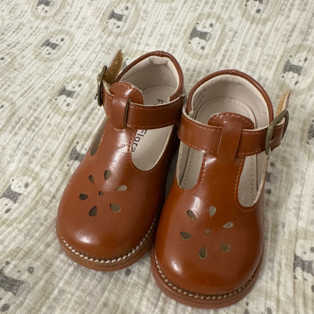 Brown Leather Baby Walker Shoes with T-Strap